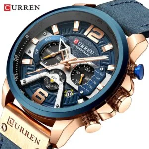 Relógio de pulso masculino com pulseira em couro Curren 8329