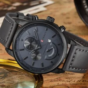 Relógio de pulso com pulseira de couro masculino Curren 8217